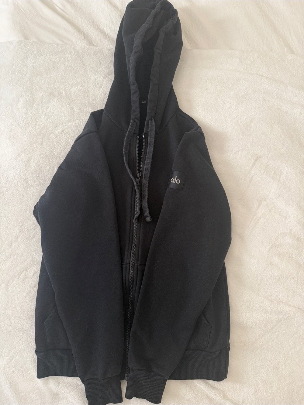 ALO Yoga Black Zip-Up Hooded Jacket